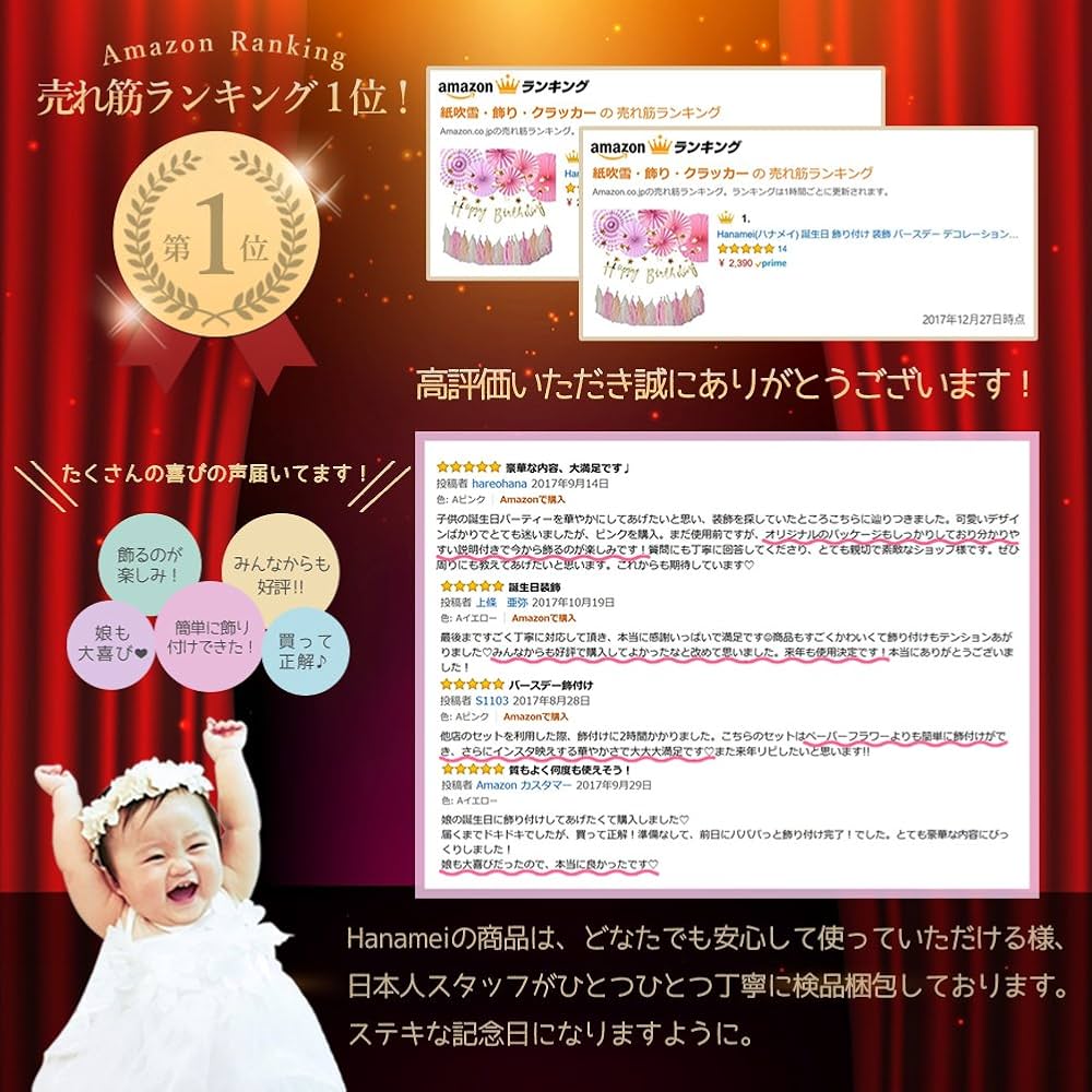 Amazon.co.jp: Hanamei 誕生日 飾り付け 装飾 バースデー